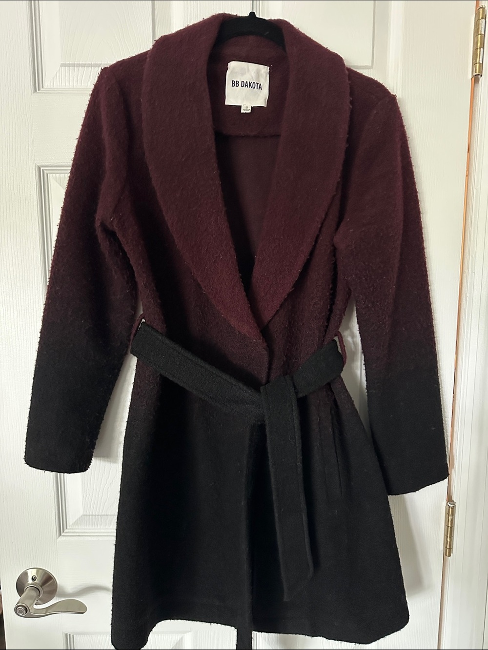 BB Dakota Ombre Wrap Trench Coat - Burgundy to Black